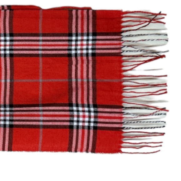 Tartan Plaid Scarf with fringe oblong 100% acrylic.Red white black 70 X 13 new - Picture 14 of 14